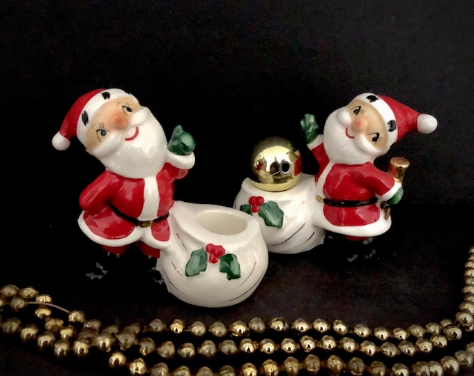 Holt Howard Ermine Santa Candle Holders MCM midcentury candleholders