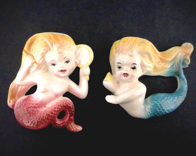 Bradley Vintage Mermaid Wall Pockets MCM midcentury pocket