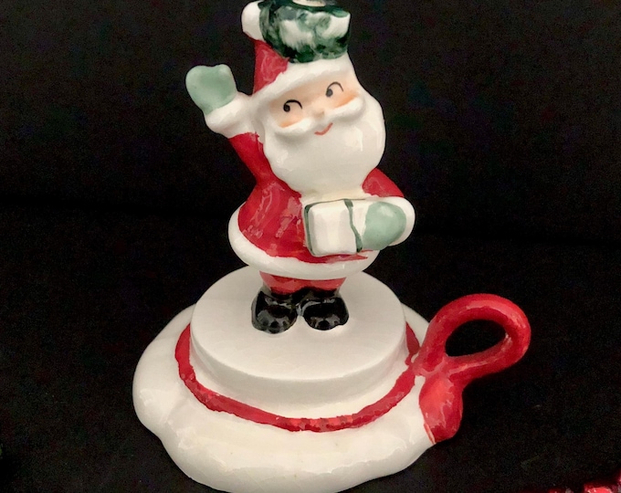 Holt Howard Santa Hurricane Lamp Candleholder Vintage Christmas MCM midcentury