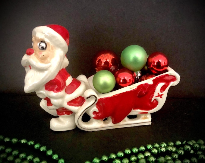 Kreiss Santa Pulling Sleigh Planter One of a Kind MCM Midcentury