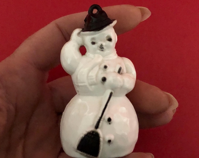 Vintage Christmas Celluloid Snowman ornament MCM midcentury
