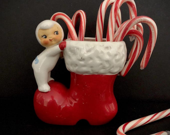 Holt Howard Snowbaby Santa Boot Planter MCM midcentury snowbabies