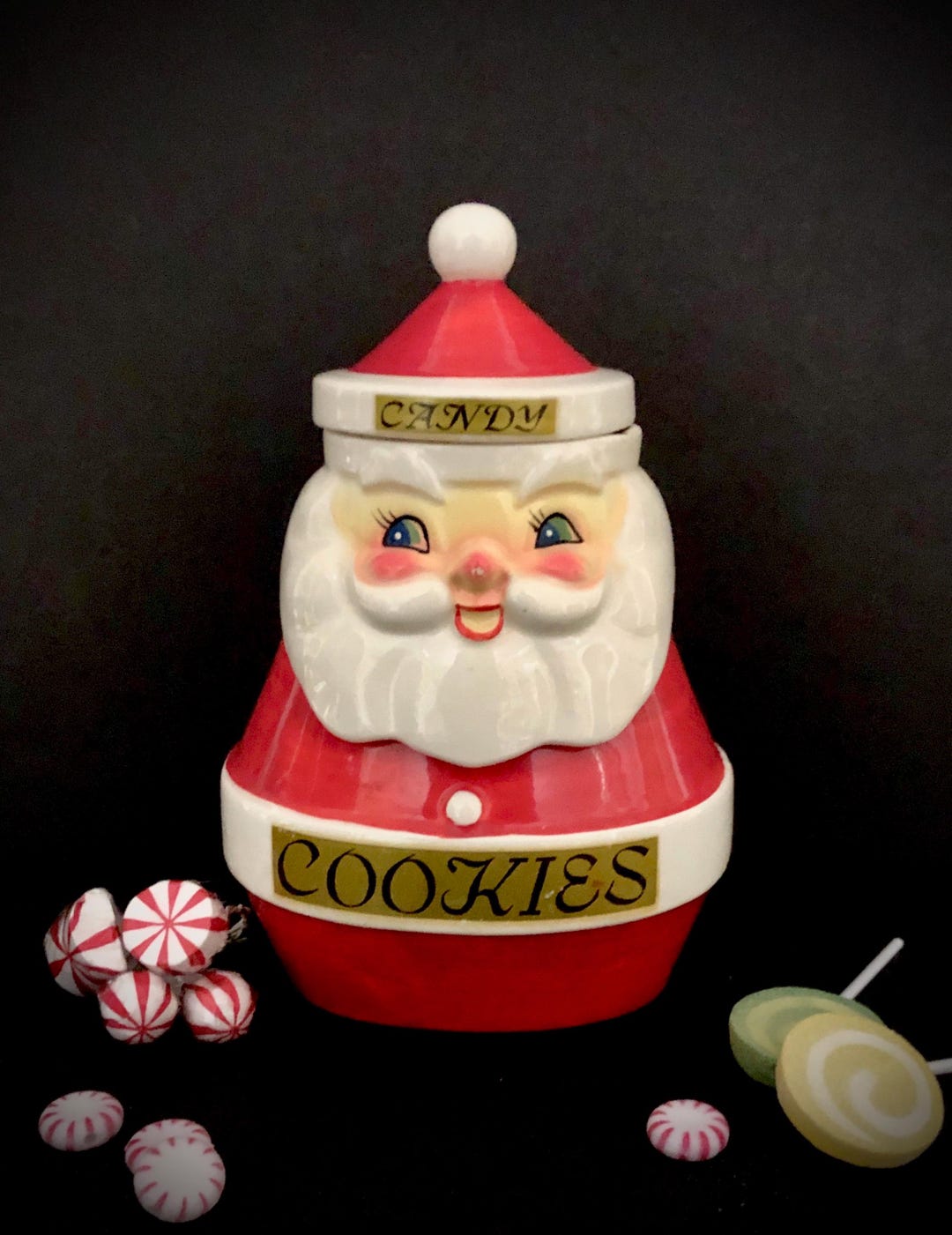 Holt Howard Santa Cookie and Candy Jar MCM Midcentury - Etsy