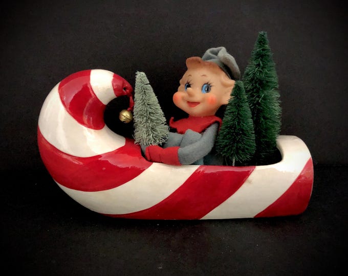 Holt Howard Vintage Christmas Express Candycane Elf Shoe Planter MCM midcentury