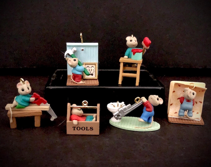 Vintage Christmas Miniature Mice Tiny Home Improvers by Hallmark 1997