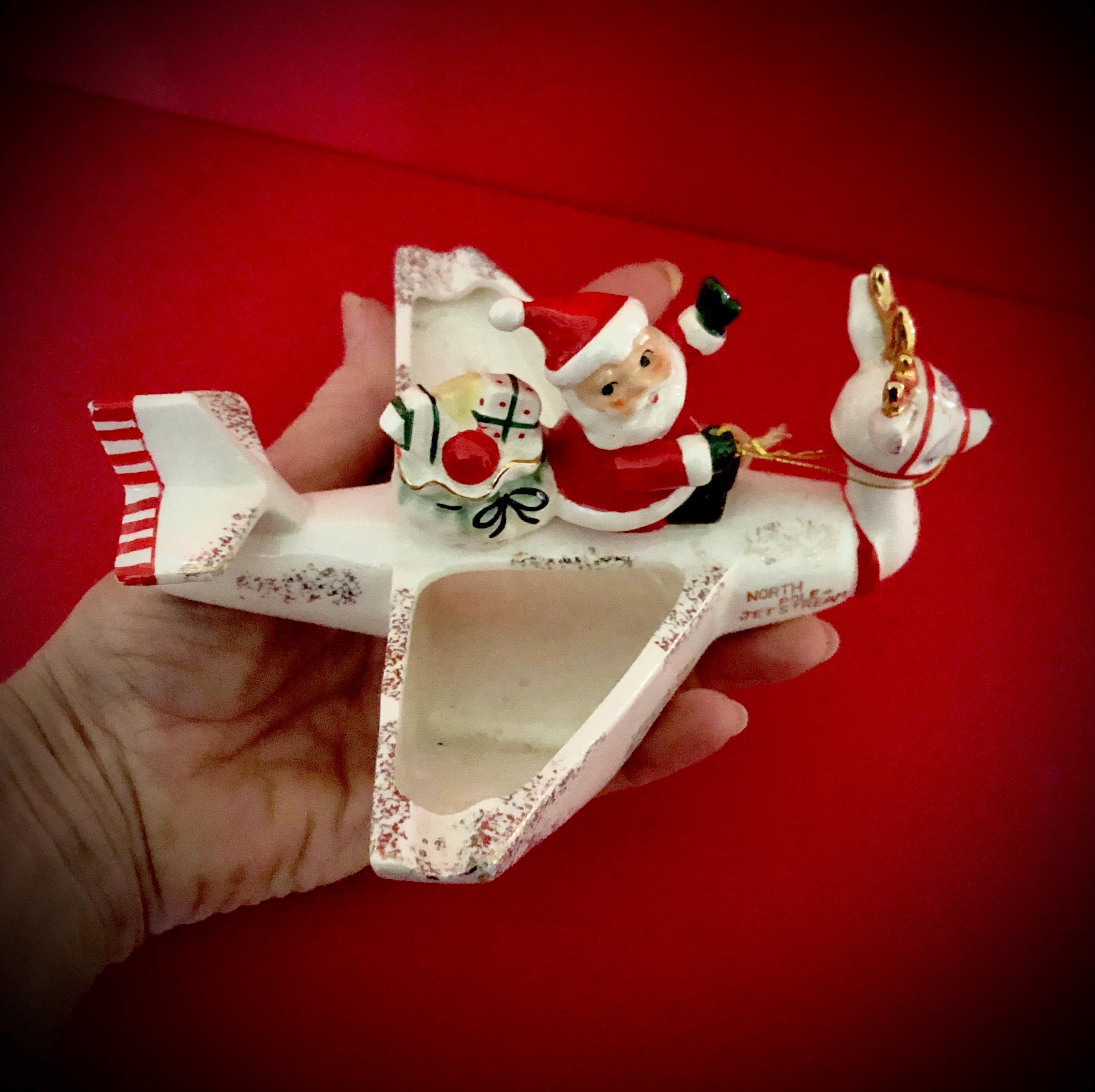 Holt Howard Vintage Santa Reindeer Airplane Ashtray MCM Midcentury