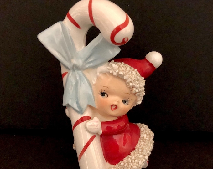 Mint Shafford Vintage Christmas Santa Girl with Giant Candycane MCM midcentury
