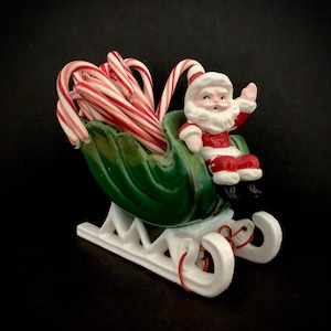 Napco Santa and Sleigh Planter Vintage Christmas MCM midcentury