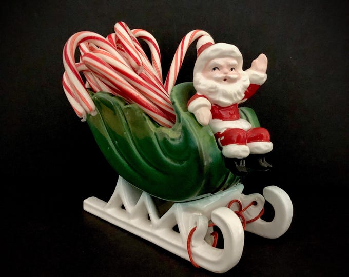 Napco Santa and Sleigh Planter Vintage Christmas MCM midcentury