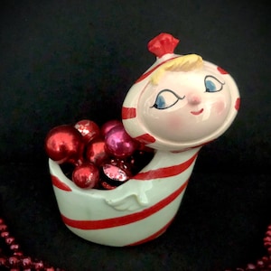 Holt Howard Candycane Lil Angel vintage Christmas planter MCM midcentury atomic age