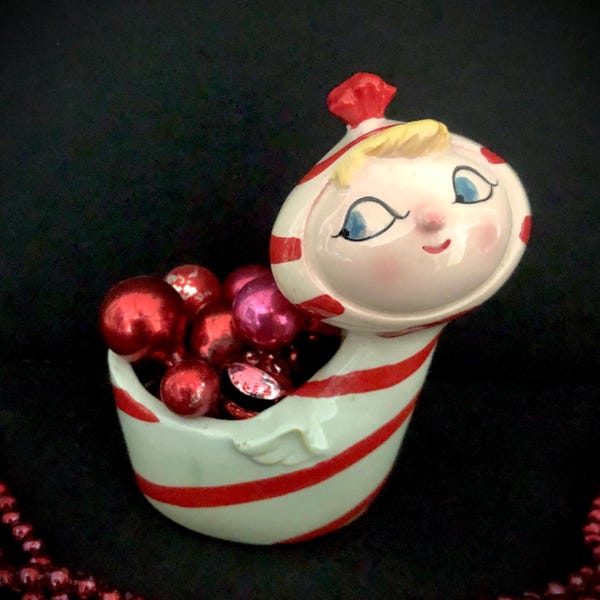 Holt Howard Candycane Lil Angel vintage Christmas planter MCM midcentury atomic age