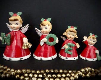 Napco Noel Angel Bells MCM Midcentury - Etsy