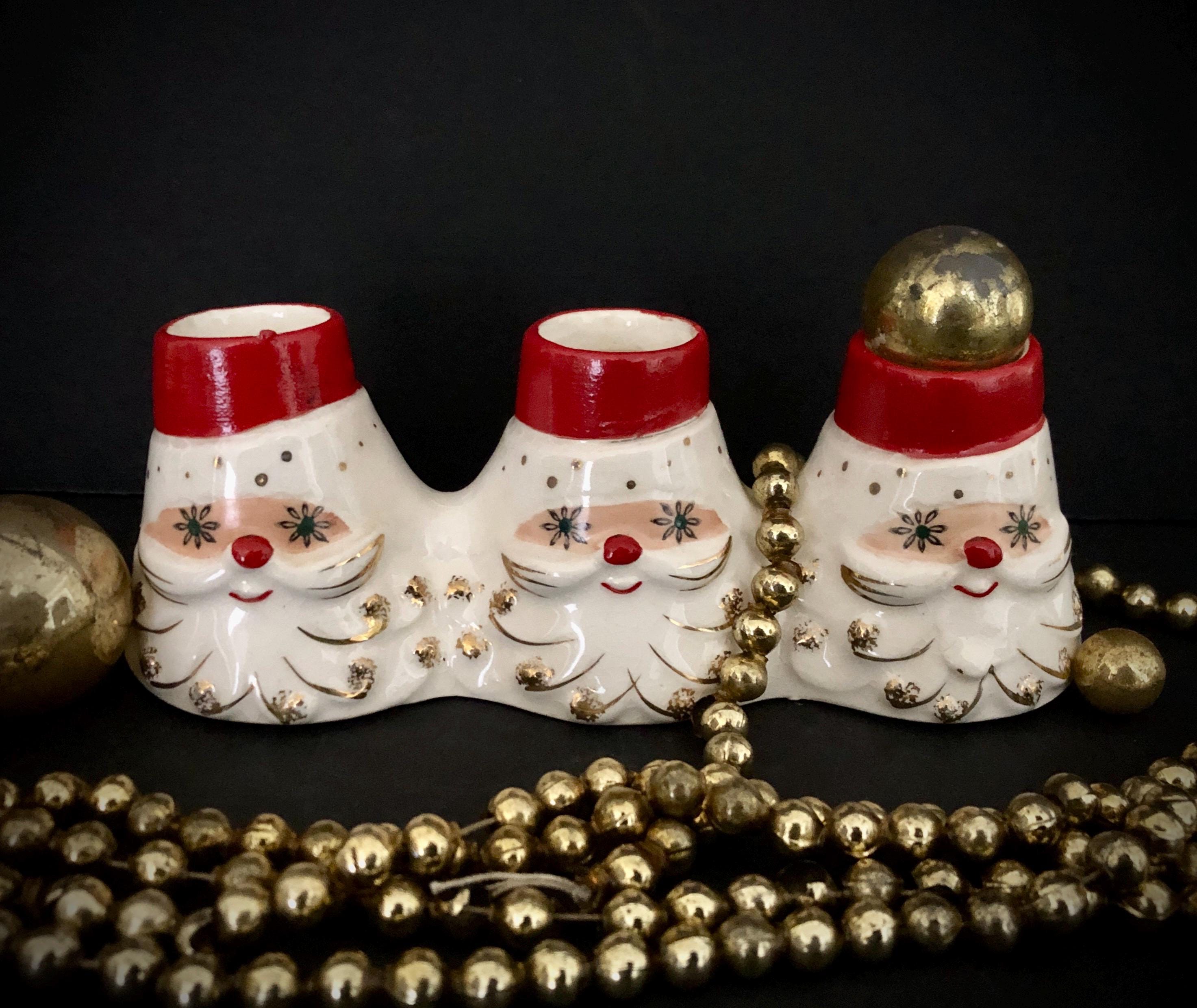 アメリカングラスサイン　サンタアンティーク金箔　ビンテージ Vintage Starry Eyed Santa - Etsy