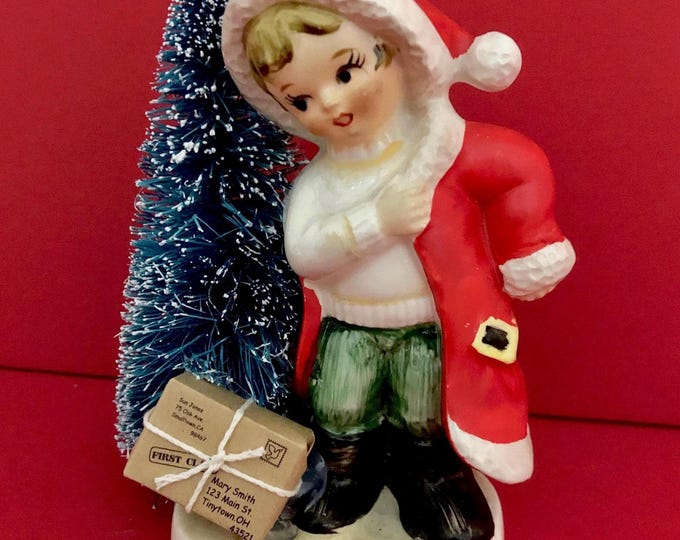 Lefton December Birthday Boy in Santa suit MCM