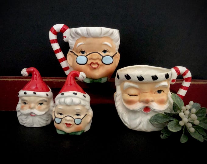 Lefton Santa and Mrs Claus Mug and salt pepper gift set MCM midcentury vintage Christmas