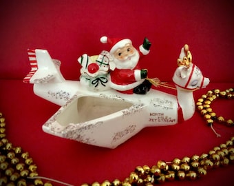 Holt Howard Vintage Santa Reindeer Airplane Ashtray MCM Midcentury
