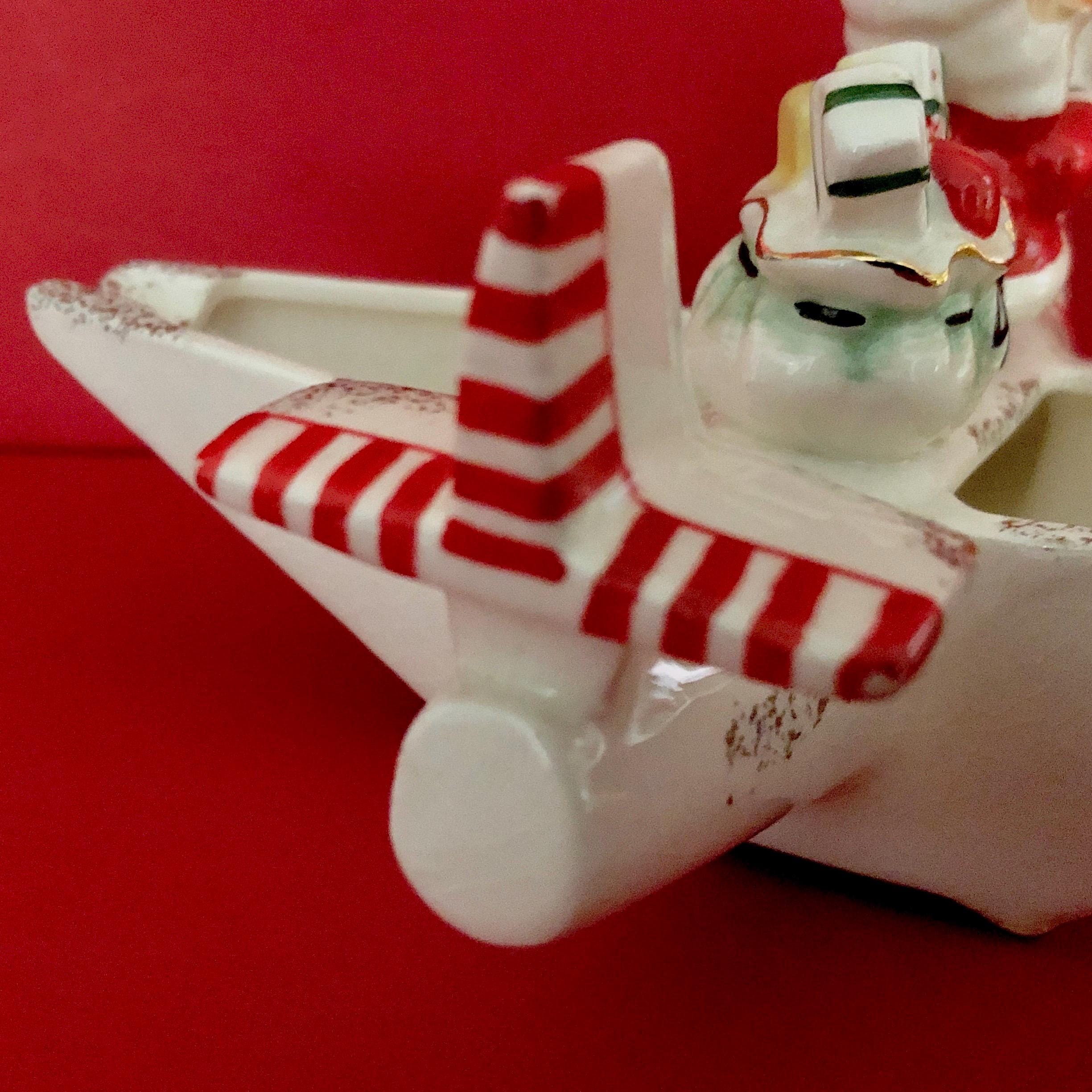 Holt Howard Vintage Santa Reindeer Airplane Ashtray MCM Midcentury