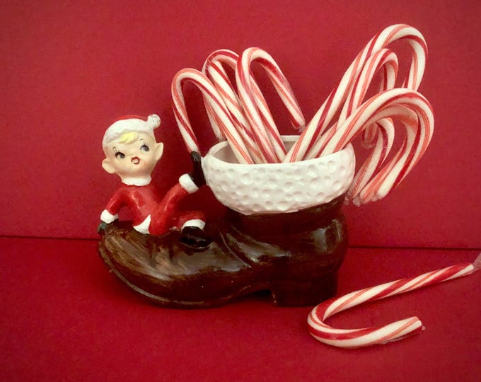 Norcrest Vintage Christmas Elf Boot Planter pixie MCM midcentury Santa