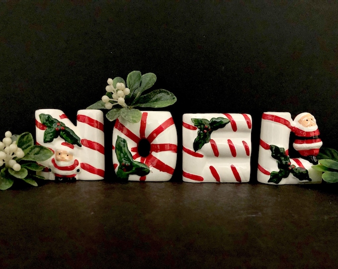 Vintage Christma Santa Noel Candleholders in original  box MCM midcentury