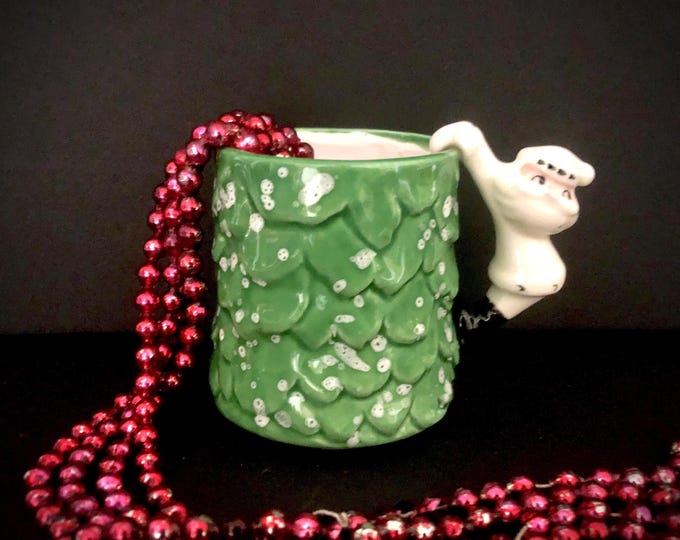 Holt Howard, vintage Christmas white Santa wintergreen mug MCM midcentury