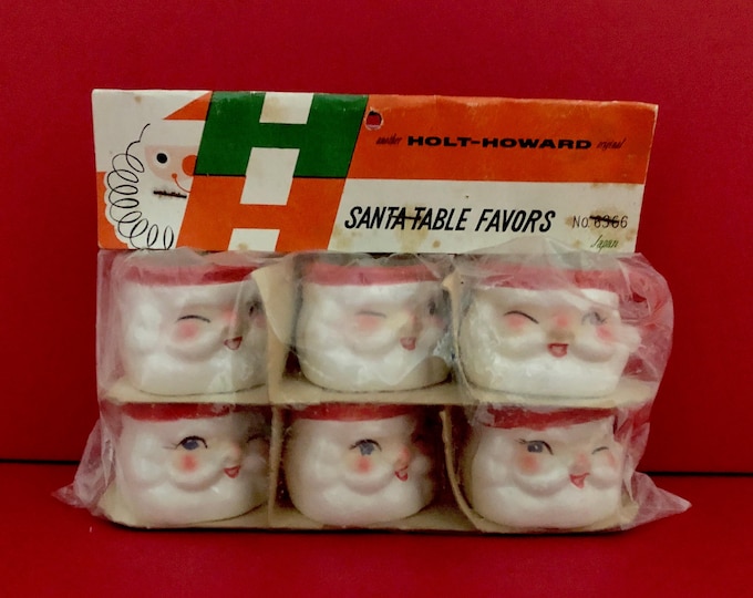 Holt Howard Winking Santa miniature mugs shot glasses in original packaging MCM midcentury mug