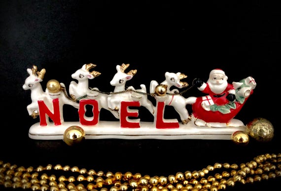 ヴィンテージXmasサンタクロースとトナカイのソリ ヴィンテージ クリスマス サンタ ソリとトナカイ ノエル カンデラブラ