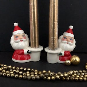 Holt Howard Blue Eyed Santa Candleholders MCM midcentury