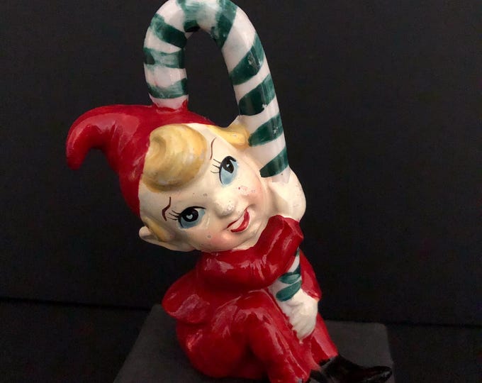 Vintage Christmas Kreiss Elf with candycane pixie MCM midcentury