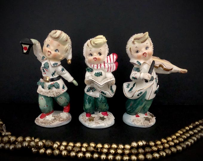 Lefton Vintage Christmas Carolers Superb Condition with original box MCM midcentury