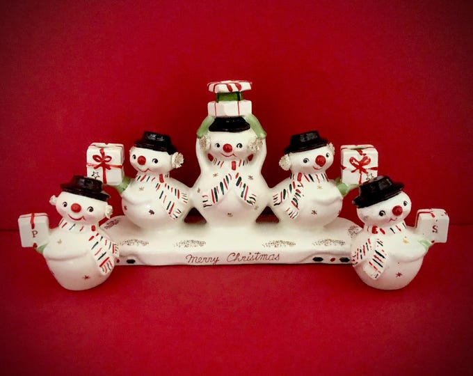 Holt Howard Jolly Snowmen Candelabra and Salt Pepper MCM midcentury snowman