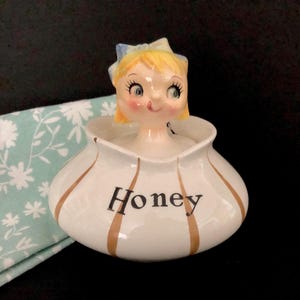 Holt Howard Vintage Pixieware Honey Jar With Lefton Spoon MCM