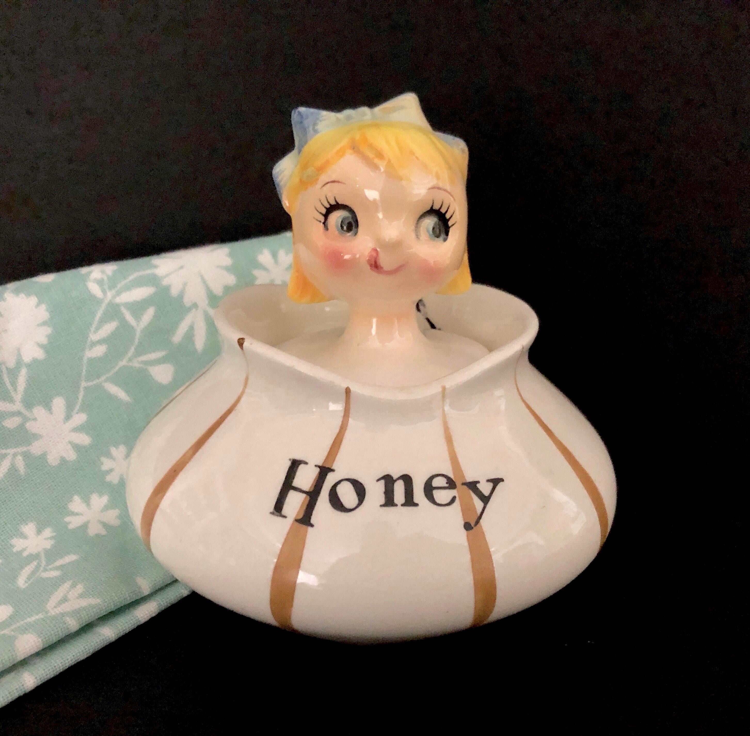 Holt Howard Vintage Pixieware Honey Jar With Lefton Spoon MCM