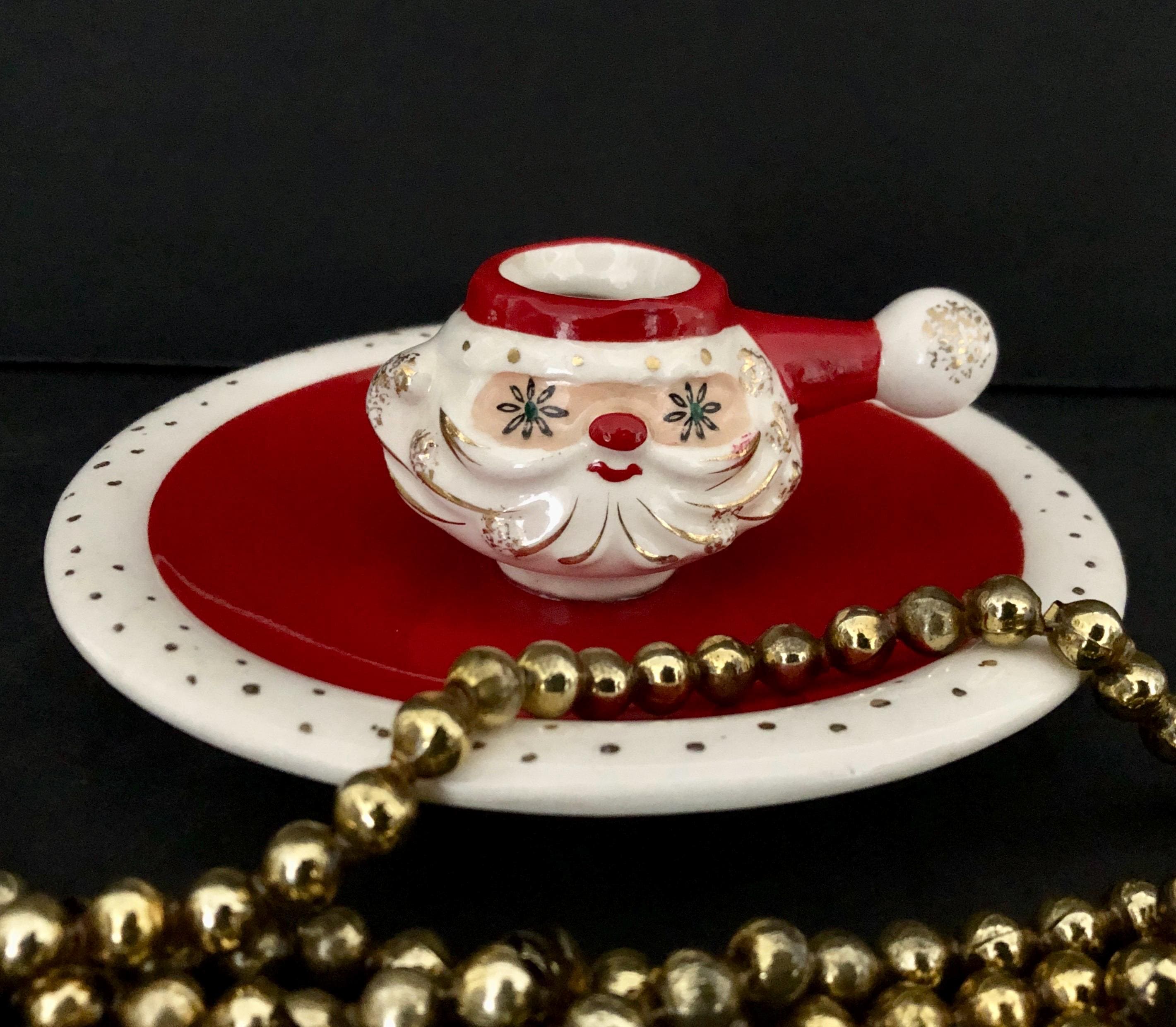 アメリカングラスサイン　サンタアンティーク金箔　ビンテージ Vintage Starry Eyed Santa - Etsy