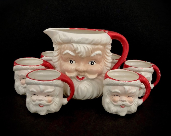 Tilso Vintage Christmas Santa Pitcher and mug set mugs MCM midcentury