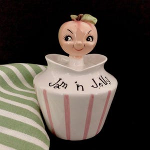 Enterprise Angry Peach Vintage Pixieware Jam n Jelly  Jar MCM midcentury vintage Christmas