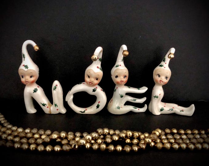 Holt Howard 1959 Atomic Pixie Noel Candleholders MCM midcentury