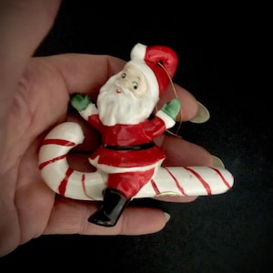 Holt Howard Santa Riding Candycane Ornament MCM midcentury