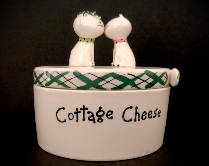 Holt Howard Cozy Kitten Cottage Cheese Canister Christmas MCM midcentury