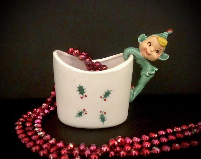Holt Howard Vintage Christmas Holly Elf Pixie Mug MCM midcentury
