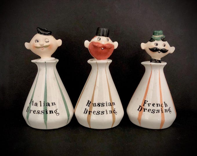 Holt Howard Pixieware Dressing Cruets MCM midcentury vintage Christmas