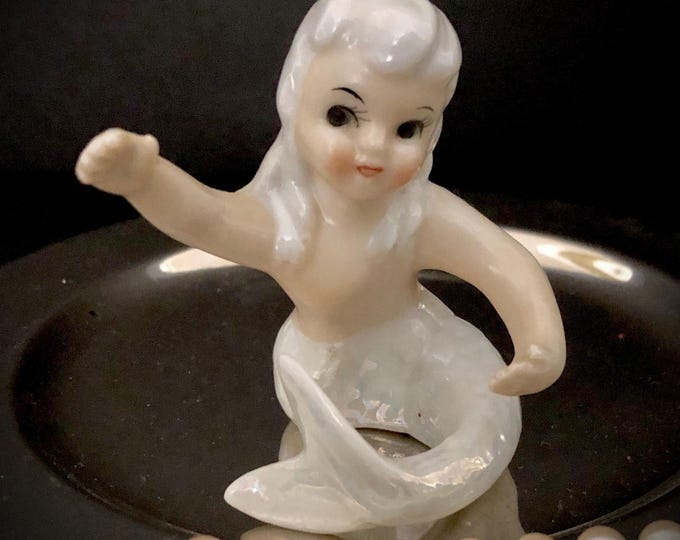 Vintage Mermaid Iridescent Candleclimber Candlehugger MCM midcentury arm up