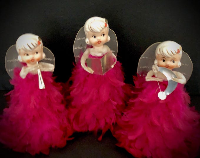 Holt Howard Vintage Christmas Feather Angels MCM midcentury tree toppers