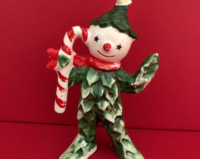 Commodore Holly Snowman with candycane Vintage Christmas MCM midcentury
