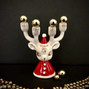 Candelabro de Natal vintage Napco, estilo MCM (meados do século XX).