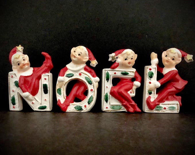 Vintage Christmas Elf Noel Salt and Pepper MCM midcentury