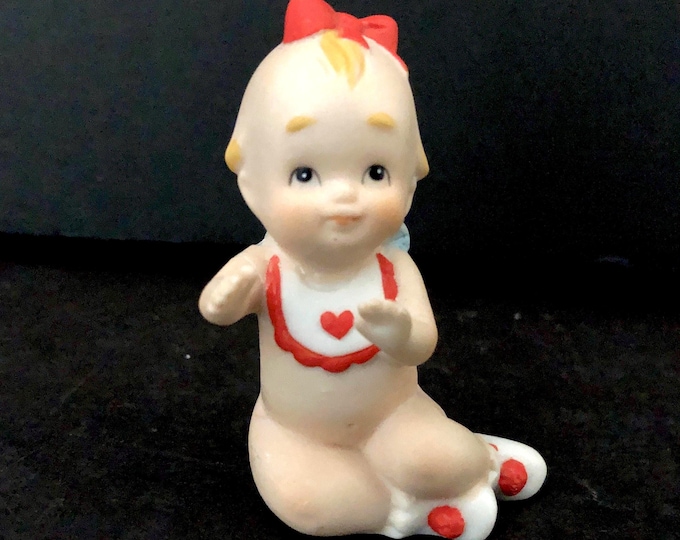 Lefton Kewpie with Heart Bib MCM midcentury