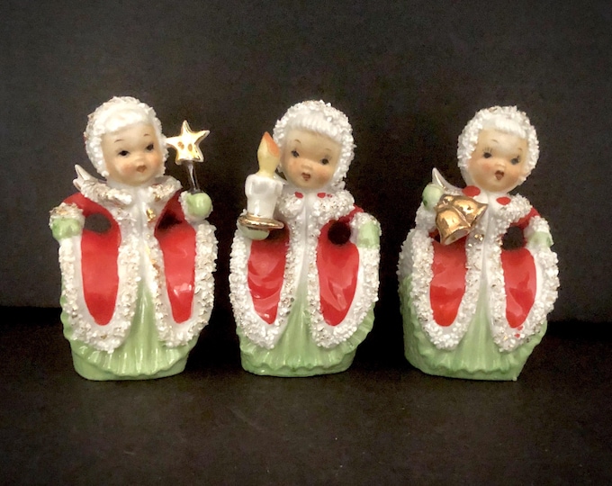 Lefton Vintage Christmas Skirts Up Angel Bells MCM midcentury