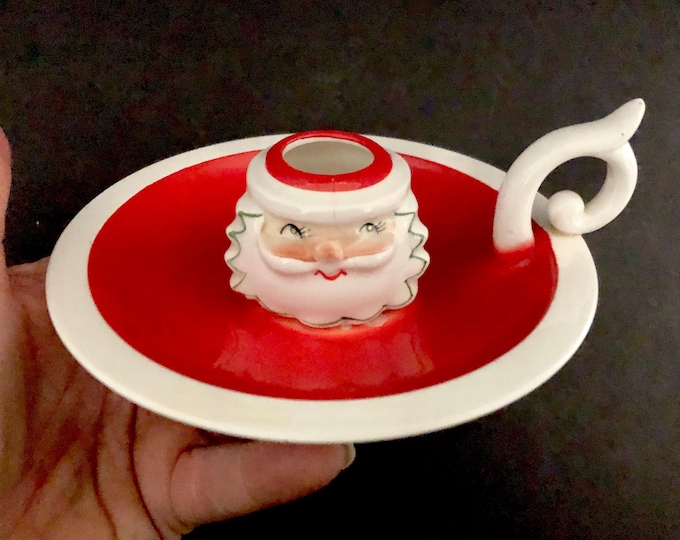 Holt Howard Vintage Starry Eyed Santa with Christmas Tree Beard Candleholder MCM midcentury