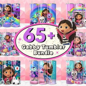 65 + Gabby Tumbler Wrap Bundle, Gabby Dollhouse Tumbler, Gabby&#39;s Sublimation Designs, 20oz Gabby Doll Tumbler, Kids Tumbler, Gabby Doll Png