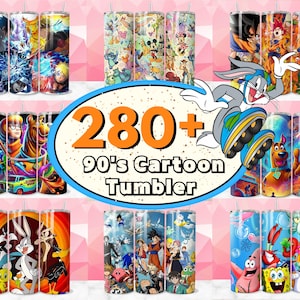 90er Jahre Cartoon Tumbler Wrap, Cartoon Sublimation, 20 Unzen Cartoon Tumbler, 90er Jahre Kinder Cartoon Tumbler Designs, 20oz Tumbler Designs, Tumbler Bundle